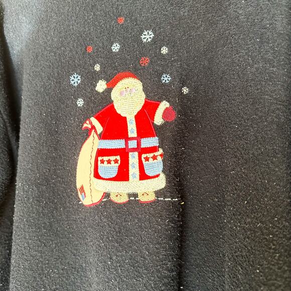 Christopher & Banks Vintage Christmas Sweater with Santa Blue Holiday Sweaters - Picture 2 of 4